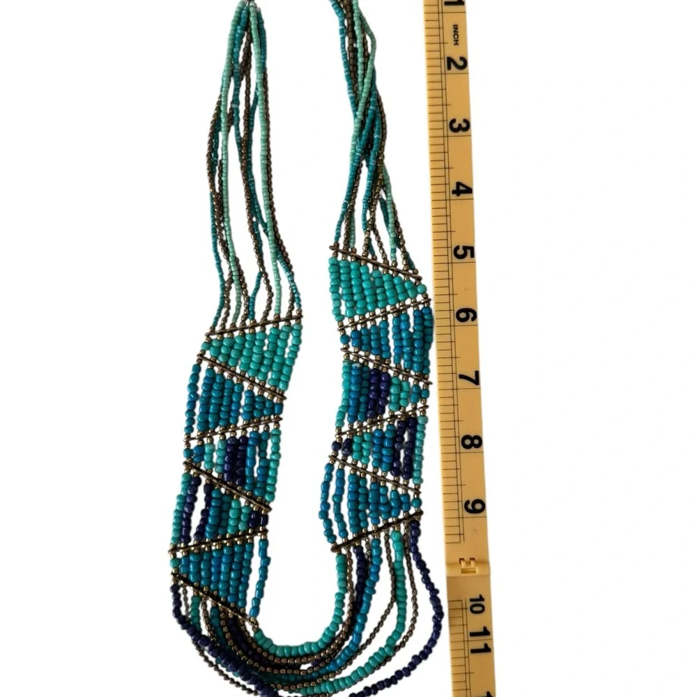 Elegant Turquoise Multicolor Beaded‎ Necklace Native Boho Beach